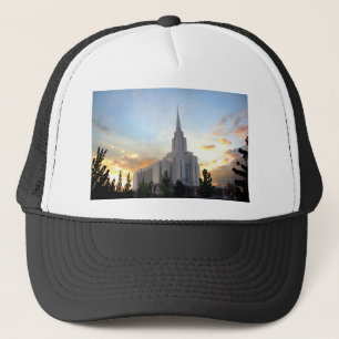 Casquette Temple LDS de la montagne Oquirrh Utah coucher de
