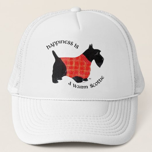 Casquette Térrier écossais en pull à carreaux rouges (Devant)
