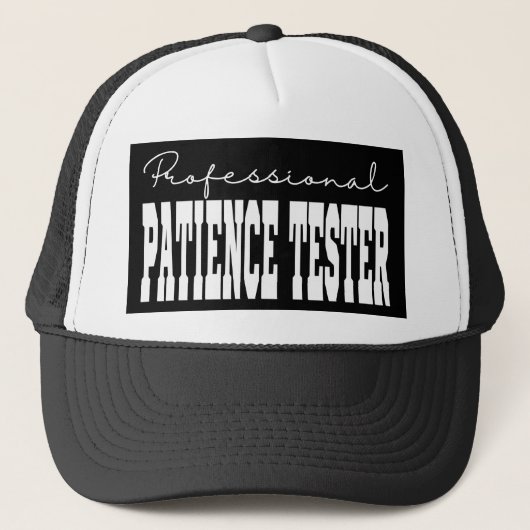 Casquette Tester de patience professionnel Typographie blanc (Devant)