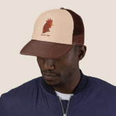 Casquette Tête de Coq Rouge (En situation)