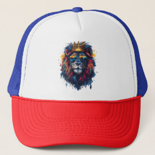 Casquette Tête de lion gras avec lunettes de soleil et couro