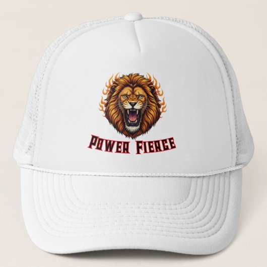 Casquette Tête de Lion Rugissant Mascotte de Feu (Devant)