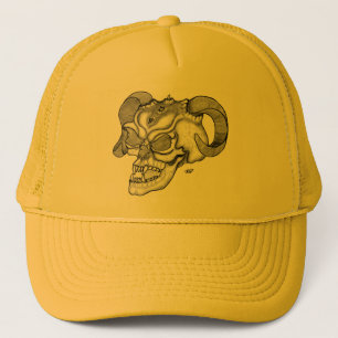 Casquette Teufelschädel schwarz weiß Zeichnung