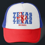 Casquette Texas Patriotic State Love USA Nom personnalisé<br><div class="desc">Texas Patriotic State Love USA Custom Name Trucker Hat</div>