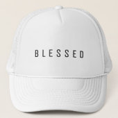 Casquette Texte BLESSED Minimaliste Blanc (Devant)