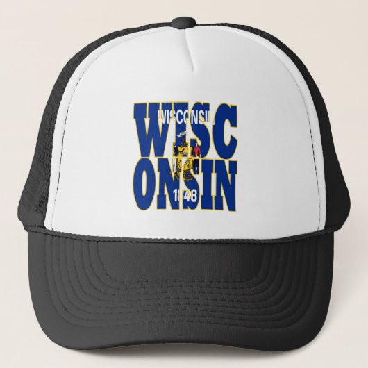 Casquette Texte de l'indicateur d'état Wisconsin (Devant)