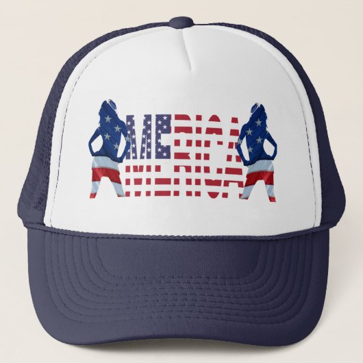 Casquette Texte de Merica avec le drapeau et les filles (Devant)