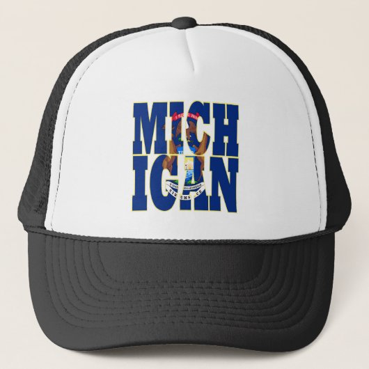 Casquette Texte du drapeau de l'État du Michigan (Devant)