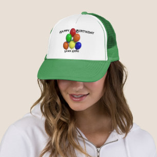 Casquette Textes de joyeux anniversaire nom ici blanc et ver