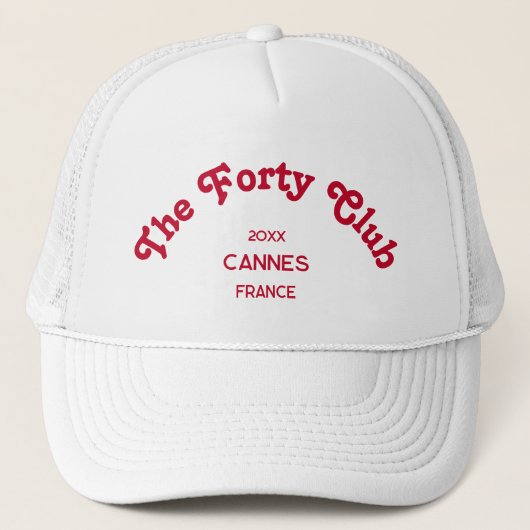 Casquette The Forty Club Retro Red Custom Crest White (Devant)