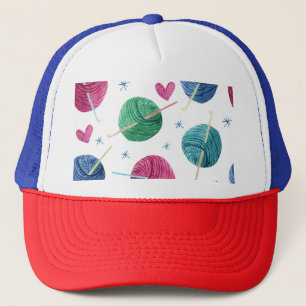 Casquette thème de tricot, aquarelle motif sans couture.