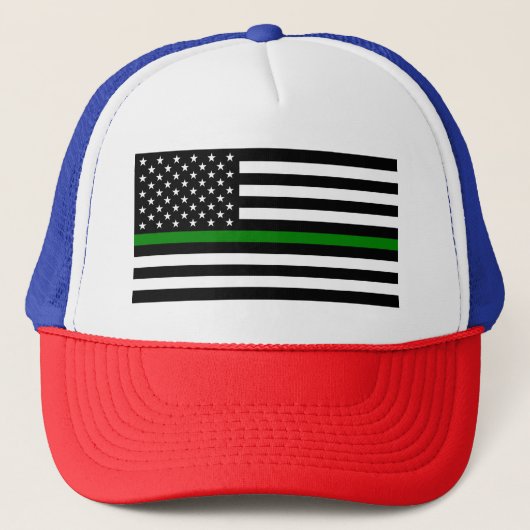 Casquette Thin Green Line Military and Vétérans American Fla (Devant)