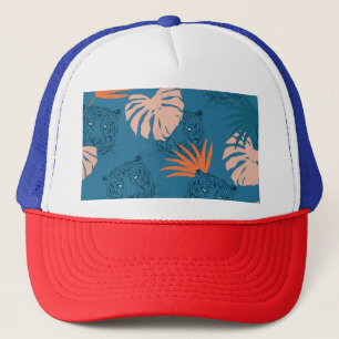 Casquette Tigres tropicaux Feuilles Bleu profond
