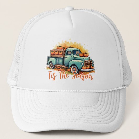 Casquette 'Tis The Season - Camion rustique avec Citrouilles (Devant)