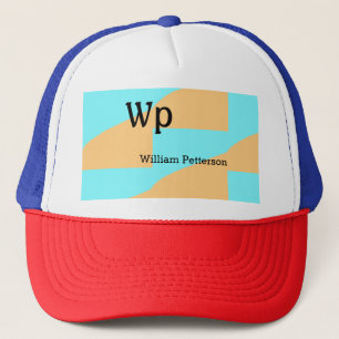 Casquette Titre de lettre de monogramme vert bleu pastel