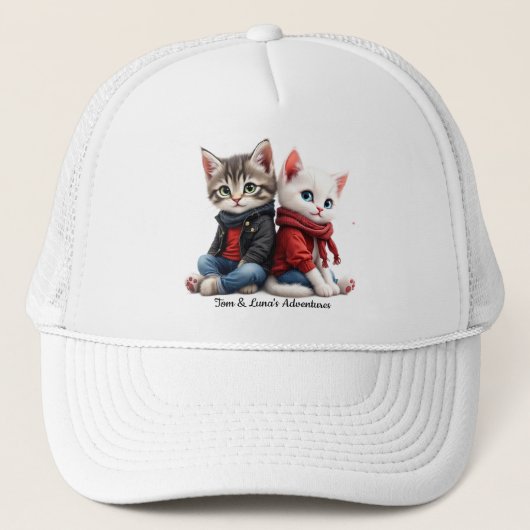 Casquette Tom & Luna Everyday Hat – Cute Cat Couple Baseball (Devant)