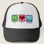 Casquette Tomographe Peace Love Tomographie<br><div class="desc">Peace Love Tomography. Un cadeau tomographe mignon pour un technicien ou un technologue qui travaille en imagerie avec un tomographe.</div>