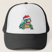 Casquette Tortue de Noël mignonne avec chapeau de Père Noël (Devant)