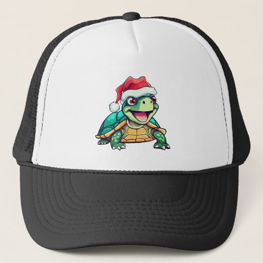 Casquette Tortue de Noël mignonne avec chapeau de Père Noël (Devant)