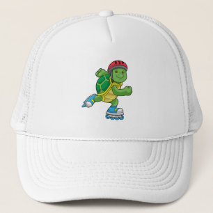 Casquette Tortue en patinage avec patins en ligne et casque