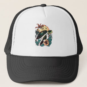 Casquette Tortue Tortues de mer hawaïennes Fleur d'Hibiscus
