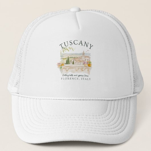 Casquette Toscane Italie Travel-Rolling Hills & Cypress Tree (Devant)