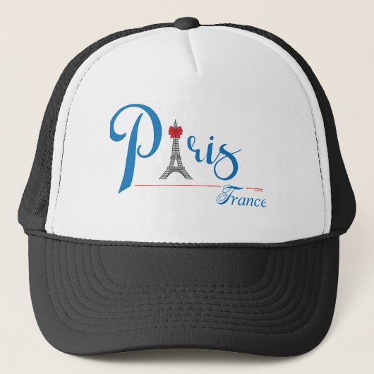 Casquette Tour Eiffel - Bow en texte bleu (Devant)