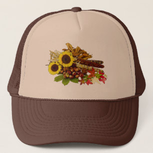 Casquette Tournesol d'automne et bouquet de maïs