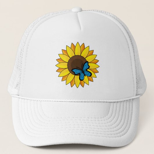 Casquette Tournesol et papillon bleu (Devant)