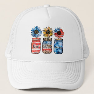 Casquette Tournesols patriotiques dans les jarres Dieu bén