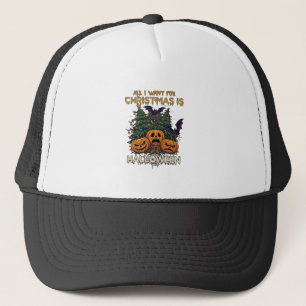 Casquette Tout ce que Noël veut, c'est Halloween Citrouilles