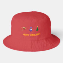 Trio d'icônes Joyeux Noël Chapeau Bright Red Wishe