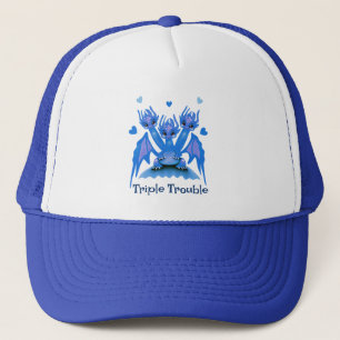 Casquette Triple Trouble Adorable Dragon Bleu à Trois Têtes