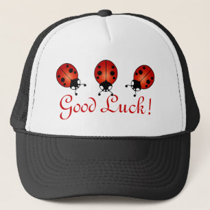 Casquette Trois coccinelles Rouge Orange Noir Bonne Chance