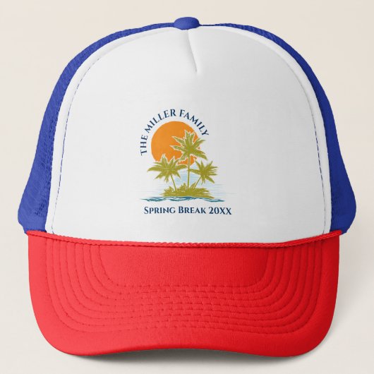 Casquette Tropical Palm Tree Beach Trip Sunset Cute Custom (Devant)