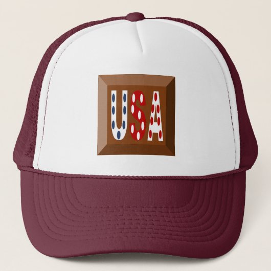 CASQUETTE TRUCKER BLANC MARRON TOP DESIGN USA (Devant)