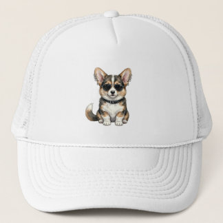 Casquette Trucker Hat Punk Corgi in Sunglasses Edgy Dog Art