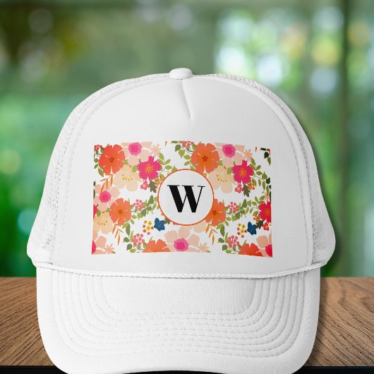 Casquette Trucker Monogramme Floral Orange