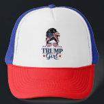 Casquette Trump Girl Messy Bun Trump 2024 Election American<br><div class="desc">Trump Girl Messy Bun Trump Élection américaine 2024 Drapeau</div>