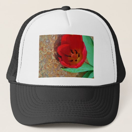 Casquette Tulipe jaune printemps et rouge (Devant)