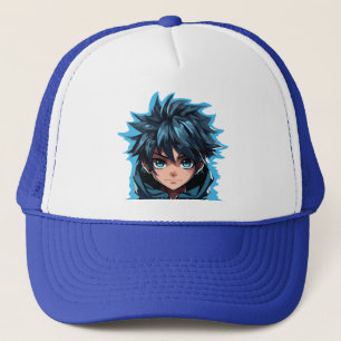 Casquette Turquoise Force : Garçon Manga de Style Anime