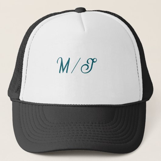 Casquette Turquoise monogramme nom de couple marié simple st (Devant)