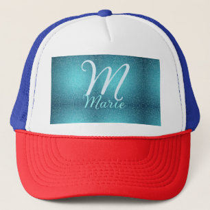 Casquette Turquoise sarcelle agate aqua monogramme ajouter l
