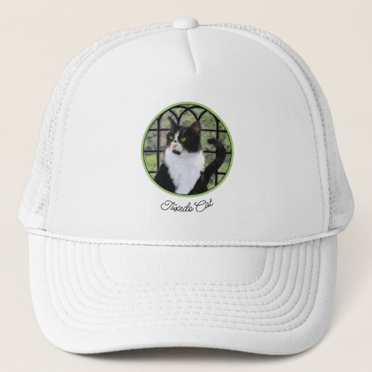 Casquette Tuxedo Chat dans la peinture de fenêtre Art animal (Devant)
