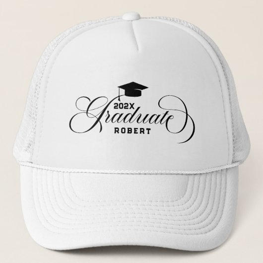 Casquette Typographie de script noir - Graduate Texte person (Devant)