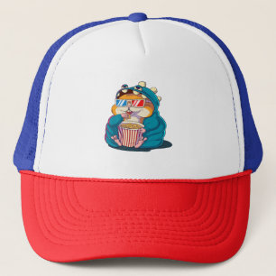 Casquette Un hamster drôle portant des lunettes mange du pop