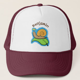 Casquette Un mignon escargot heureux sur une illustration d'
