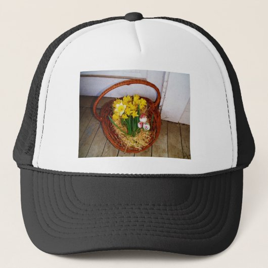 Casquette Un panier de jonquilles jaunes et d'oeufs de Pâque (Devant)