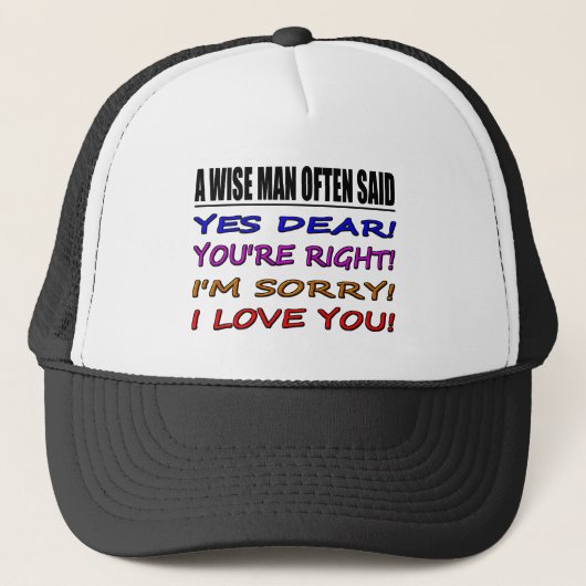 Casquette Un sage souvent a dit oui cher… je t'aime (Devant)