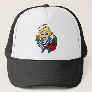 Casquette Une fille de voile Vintage avec un tatouage Rose